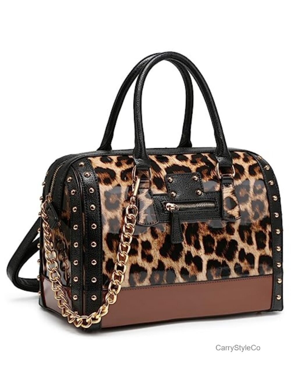 Shiny Patent Faux Leather Barrel Satchel Handbag Top Handle Shoulder Purse Women